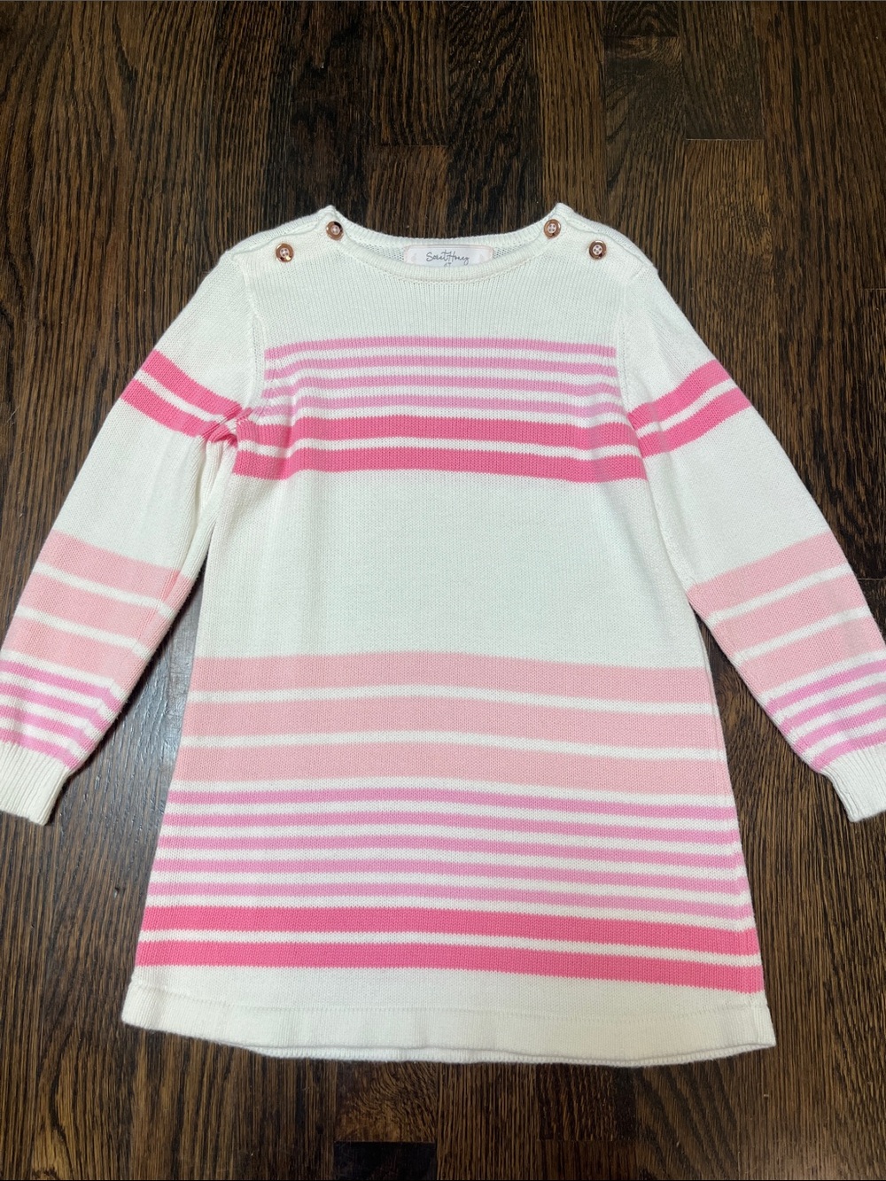 SweetHoney Cream Sweater Dress with Pink Stripes size 4T